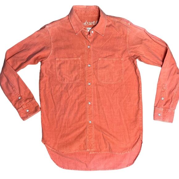 Madewell Casual Brick Orange Long Sleeve Chest Pocket Button Up Shirt Size Small - Picture 1 of 10